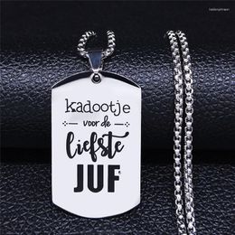 Pendant Necklaces Fashion Liefste Juf Stainless Steel Chain Necklace For Women/Men Silver Colour Dutch Jewellery Ketting N867S07