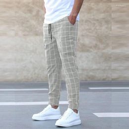 Men's Pants Fashion Plaid Long Drawstring Casual Sports Jogger Trousers Male Youth Four Seasons Trous Trend Streetwear S-3XL