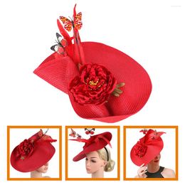 Bandanas Bride Headdress Tea Party Hat Fascinator Fascinators Women Butterfly Bridal Straw Wedding Headband Flower Hair Accessories