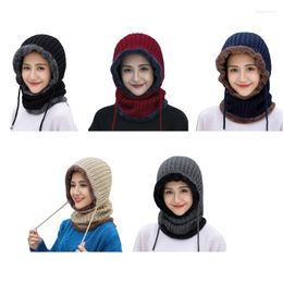 Berets Knitted Balaclava Wind-Resistant Winter Fleece Lining Ski Face Mask For Unisex