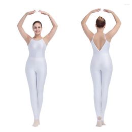 Stage Wear Retail Wholesale White Nylon/Lycra Camisole V Back Dance Gymnastics Unitards Catsuits For Ladies And Girls