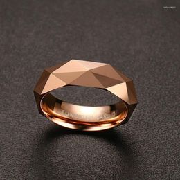 Wedding Rings Trendy Rose Gold Colours Rhombus Ring Tungsten Carbide For Men Size 6 To 11