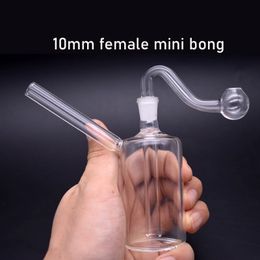 10pcs small Glass oil burner bong Hookah Bubbler for smoking 10mm female bubbler smoking water pipe with replaceable male glass oil burner pipes