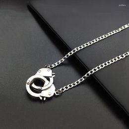 Pendant Necklaces High Quality Hip Hop 316L Stainless Steel Handcuff Necklace Long Chain Clavicle For Women Jewellery Can Be Open