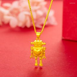 Pendant Necklaces 24K Gold Plated For Women Teens Heart Cartoon Robot Necklace Party Birthday Hiphop Jewellery Gift