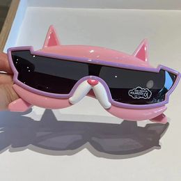 Cartoon dog integrated lens children's sunglasses soft silicone boy playing cool sunglasses baby polarized glasses.