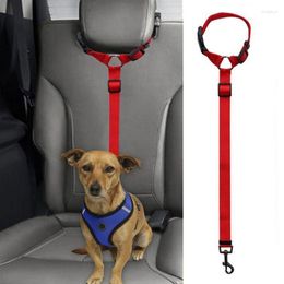 Dog Collars Pet Dogs Car Seat Belt Nylon Strong Travel Safety Harness Lead 5 Colors Adjustable Vehicle
