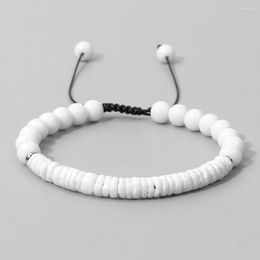 Strand Natural Stone Agates Bracelet Mother Of Pearl Flat Roundelle Shell Beads Bracelets Fashion Adjustable Rope Jewellery Men Women