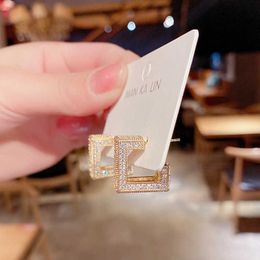 New Trendy Micro Inlaid Full Diamond Heavy Industry Super Flashing Square Earrings with Cold and Simple Style Earrings Japanese and Korean Silver Needle Earrings