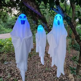 Other Event Party Supplies 3pcsset Halloween Ghost Hanging Light 236inch Tree Window Wall Ornament Scary With LED Lights Decoration Pr 230818