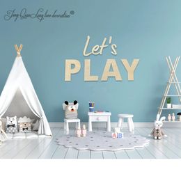 Decorative Objects Figurines Let's PLAY Sign | Wall Lettering Wooden Nursery Sign Nursery Playroom Decor Wall Art Bedroom Decor Acrylic Playroom Sign 230818
