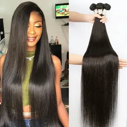 Bone Straight Human Hair Bundles 30 Inch Brazilian Weave Hair 3/4 Pieces For Black Women Bundles Straight Remy Hair Extensions