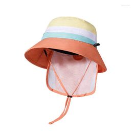 Berets Hat With Neck Flap Kids Boy Girl Summer Beach Accessory String Sunshine Protection Cap For Toddlers Outdoor Camping Hiking