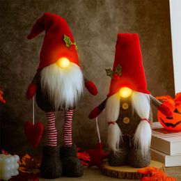 Decorative Objects Figurines Christmas Gnome Plush Doll Standing Santa Ornaments Faceless Multifunctional Handmade Glowing Gift for Children Girlfriend 230818
