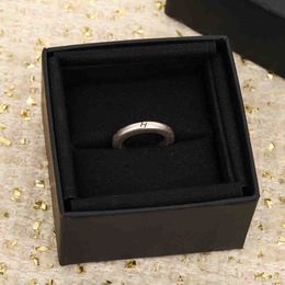 2023 Luxury quality thin style charm band ring with words design in silver plated have box stamp PS7486B