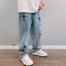 Men's Jeans 2023 Brand Spring Men Korean Fashion Blue Pink White Streetwear Hip Hop Baggy Denim Trousers Straight Wide Leg Pants