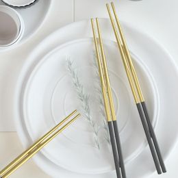 Chopsticks 2 Pairs 304 Stainless Steel Metal Household High Temperature Sterilizable Non-slip Set Kitchen Accessories