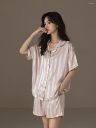 Women's Sleepwear Luxury Ice Silk Pajamas 2023 Fashion Summer Style Simple Wind Senior Sense Imitation Satin Large Size Home Clothes