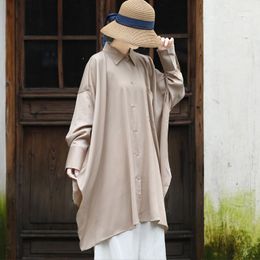 Women's Blouses SuperAen Original Design Top Silk Satin Casual Irregular Swing Shirt Dress Long Sleeve Autumn