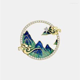 Brooches A Panorama Of Rivers And Mountains Brooch Winter Fashion Pin Accessories Year Decoration High Quality