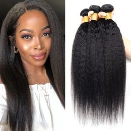 Kinky Straight Hair Bundles Brazilian Human Hair Weave Bundles Yaki Straight Hair 1/3/4 Bundles Hair Extensions Human Hair