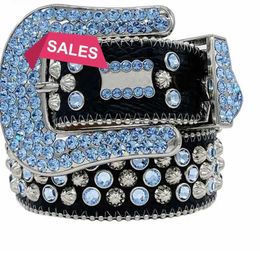 2Designer Bb Simon Belt Bb Belt Rhinestone Studded Western Leather Belt for Men Women Vintage Bling Waist Belts for Pants Jeans men's Buckle with box dg