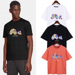 Angels Harajuku 23SS Spring Rainbow Beheaded Bear Letter Printing Logo T Shirt Loose Oversize Hip Hop Unisex Short Sleeve Tees 01 Palms