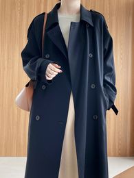 Womens Jackets spring womens sense of British style loose midlength overtheknee trench coat 230818