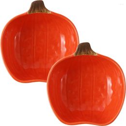 Plates 2 Pcs Pumpkin Dish Vinegar Dipping Dishes Mold Ceramic Seasoning Sauce Container Ceramics