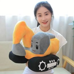 Plush Dolls 26/38CM Funny Creative Excavator Plush Toys Stuffed Soft Machine Pillow Doll Kawaii Home Decor Boys Kids Birthday Nice Gifts 230818