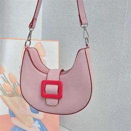 Shoulder Bags Girls' Pink Spring/summer New Crescent Bag Underarm High Grade Contrast Colour Simple Versatile One Crossbody for Women