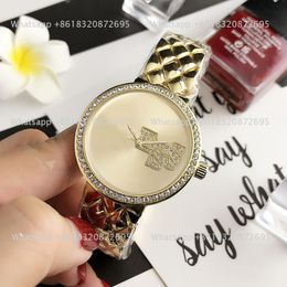 Brand Watch Women Girl With Luxury Logo Diamond Big Letters Style Metal Steel Band Quartz Wrist Watches GS 7085