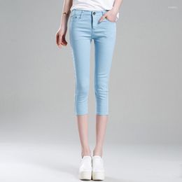 Women's Jeans Summer Pants Capris Casual High Waist Denim Pencil Streetwear Elastic Stretch Skinny Woman Leggings