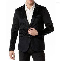 Men's Suits Black Velvet Blazer Suit Jacket Men 2023 Brand Notched Lapel Two Button Dress Blazers Business Party Wedding Prom Clothing