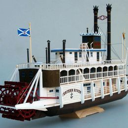 Decorative Objects Figurines 1 400 Scale USA Mississippi steam paddle boat 3D Paper model kit High Quality 230818