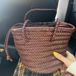 Evening Bags Luxury Shoulder Bag Bucket Woven PU Leather Handbags Women Bolsas Female Tote Brand Designer