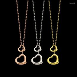 Chains Titanium Steel Fashion Jewellery Hollow Size Peach Heart Necklace Women's Simple