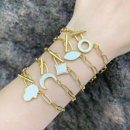 Link Bracelets Punk Thick Chain Charm For Men Women Simple TO Buckle Star Moon Pendant Bracelet On Hand Vintage Hip Hop Jewellery Gifts