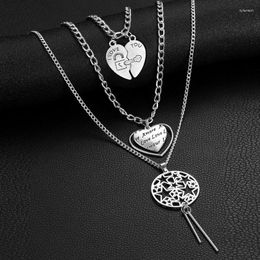 Pendant Necklaces 1 Set Vintage Love Heart Pendants For Women Multi Layer Long Necklace Lover Jewelry Gifts