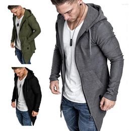 Men's Jackets 2023 Fashion Mens Hoodie Simple Temperament Zipper Slim Mid-length Jacket Spring Autumn Cardigan Coat Clothing
