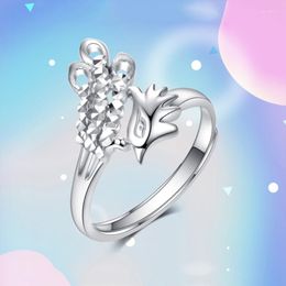 Cluster Rings Pure Platinum 950 Ring For Women Imitation Diamond Phoenix Real Pt950 Wedding Female US 5-9 Resizable