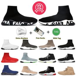 Designer socks Casual shoes Platform for mens woman shiny knit speed 1.0 trainer runner sneaker sock shoe womens Sneakers speeds booties master embossed paris 35-45