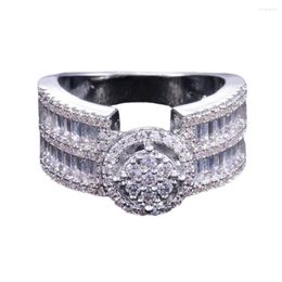 Wedding Rings Women Ring Luxury Round Cut Shiny Gift Cubic Zirconia Inlaid Engagement Jewelry For Girlfriend