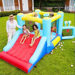 Bounce House With Flower Basketball Hoop Uppblåsbar studsare Fun Slide Castle Big Jumping Toys Jumper For Kids Inomhus utomhus lek födelsedagsfest gåvor snigel tema