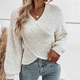 Women's Sweaters European And American Fashion Temperament Cross V-neck Loose Pullover Tops Autumn Winter Female Coat SY2475
