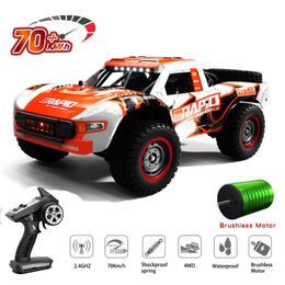 Diecast Model Q130 1 12 70KM H 4WD RC Car with Light Brushless Motor Remote Control High Speed Drift Monster Truck Adults Kids Toys 230818