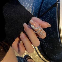 Wedding Rings GD Vintage Punk Snake Shape Rhinestone Zircon Ring For Men Women Korean Elegant Opening Adjustable Crystal Party Jewellery