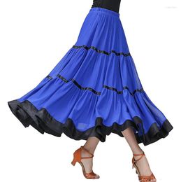 Stage Wear Women Female Latin Salsa Rumba Dance Skirts Ruffled Hem Swing Skirt Ballroom Waltz Dancewear Competition Costume