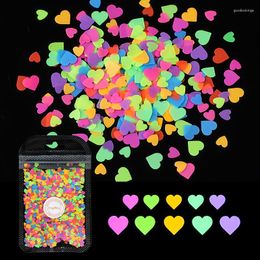 Nail Glitter Fluorescence Love Heart Shape Flakes 3D Colourful Sequins Polish Manicure For Nails Art Decorations DIY Accessories