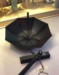 2023 Luxury C Umbrella Classic black Long Umbrella folding For Women summer Fold Fashion Umbrella Rain Umbrella VIP gift with PU case gift packing CH582657956